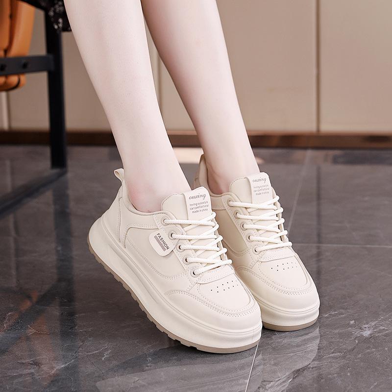 2025 Spring Little White Shoes New Korean Version Ins Female Students Platform Heightening Sports Board Shoes Casual Street Shooting Q5615