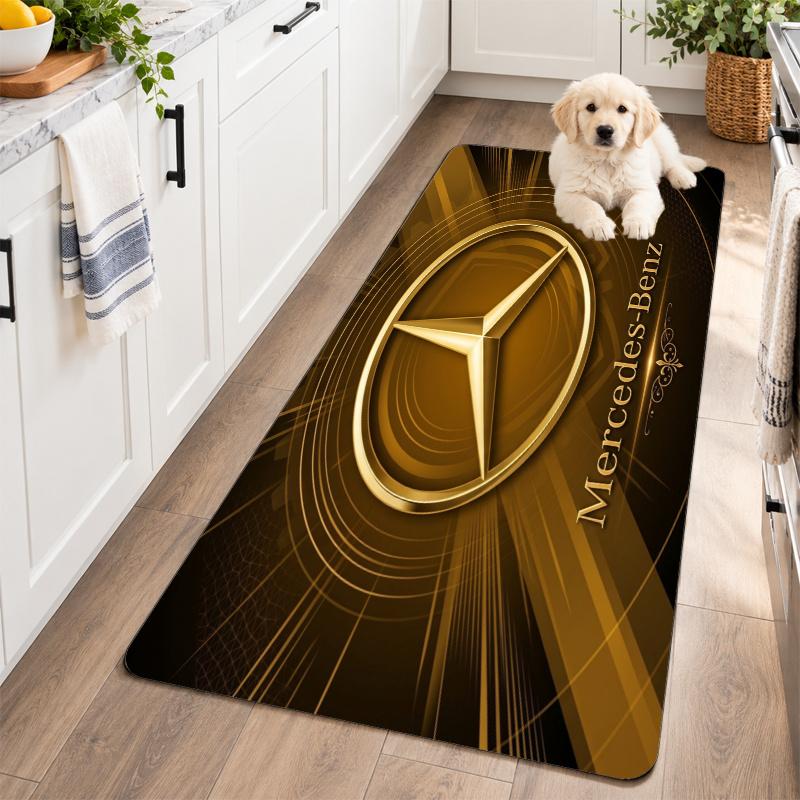 Flanelová kuchyňská rohožka Mercedes Měkký koberec Protiskluzový podlahový koberec Domácí dekorace