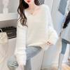 Women's Faux Mink V-Neck Pullover Sweater
