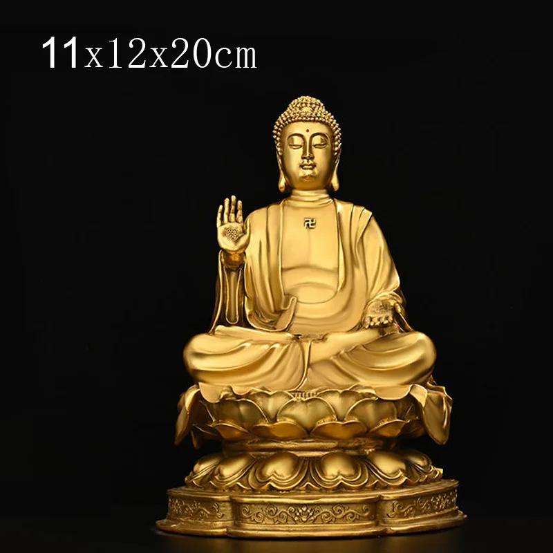 Pure Copper Buddha Tathagata Ornaments, Sitting Lotus Altar Sakyamuni Home Decoration Living Room Buddha Hall Crafts Statue, 1Pc