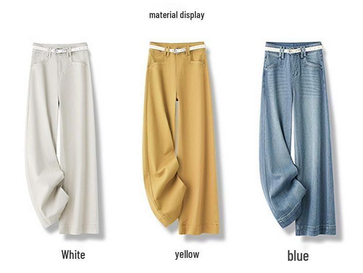 Wide-Leg Women's Jeans: Spring/Autumn 2024, New Loose Straight-Leg, Petite Slimming Floor-Length Style.