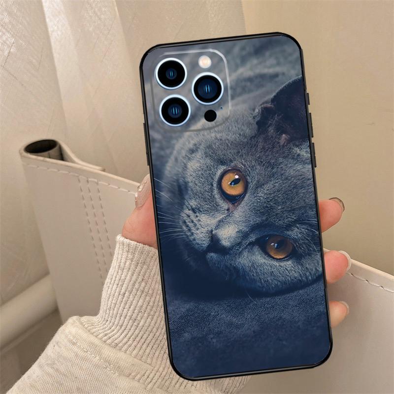 British Shorthair Cat Phone Case For iPhone 16 15 14 11 12 13 17 Pro Max Mini 15 16 Plus 16e 17 Air Cover Coque