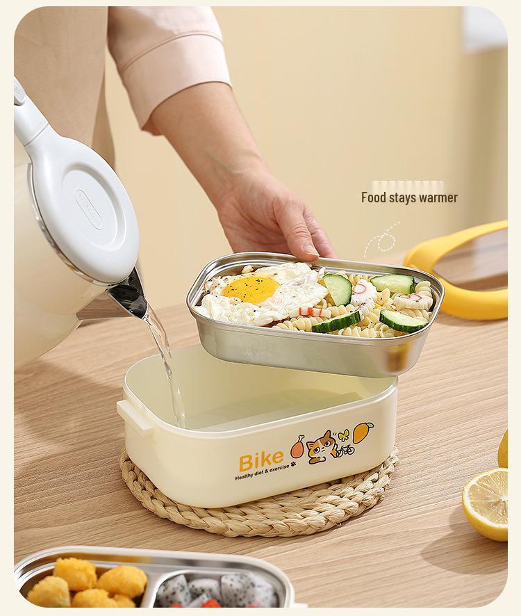 Doppellagige isolierte Lunchbox für Damen: Kompakter Edelstahl-Mahlzeitbehälter zum Abnehmen, ideal für Studenten & Berufstätige