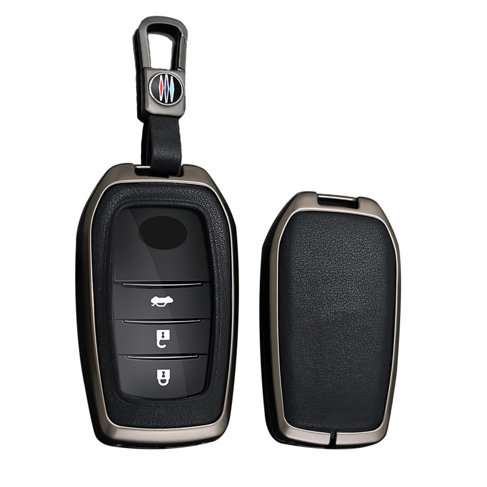 TECART Klíč Toyota Klíč Klíč Klíč Klíč Klíč Kompatibilní s Toyota Land Harrier 80 a Pouzdro na chytrý klíč s celočerným pouzdrem, držákem, taškou, krytem, kroužkem, řetízkem,