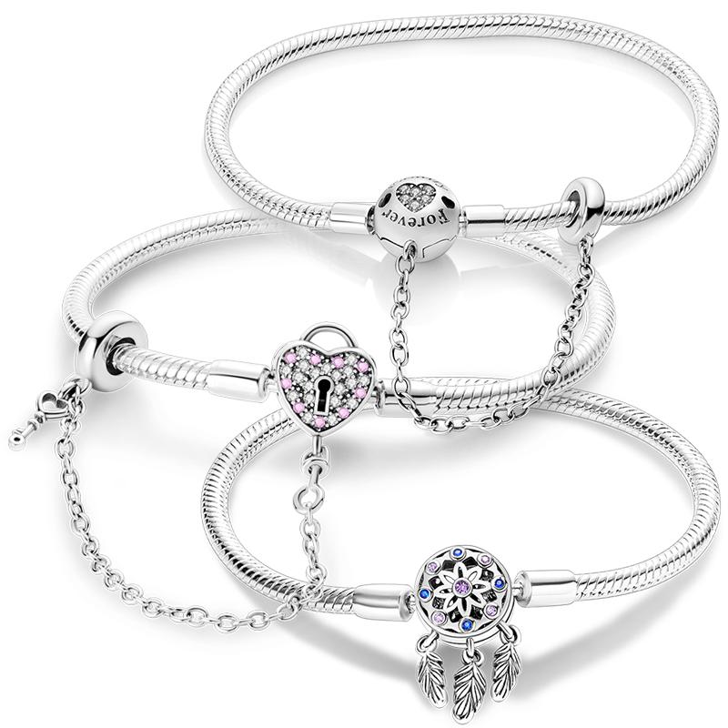 

Оригинальный новый браслет из стерлингового серебра 925 пробы с цепочкой в ​​форме сердца, браслет для женщин, подходит для оригинального очарования, DIY Изготовление ювелирных изделий, серебряный подарок