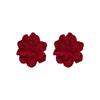 Silver Needle Red Bow Flower Earrings - Light Luxury Christmas & Holiday Studs, Autumn Winter Jewelry