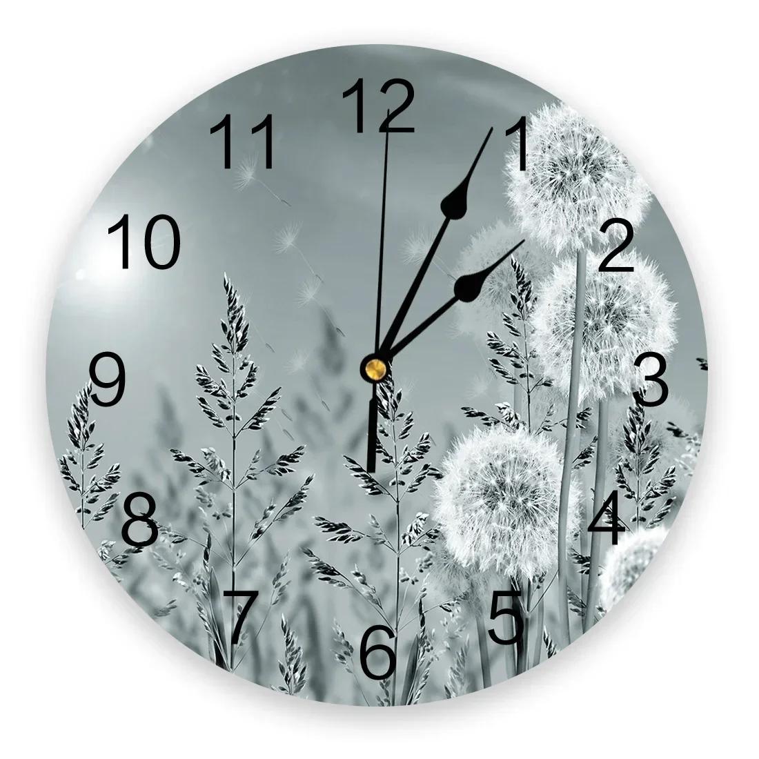 

Gray Dandelion Clock Living Room Home Decor Large Round Wall Clock Mute Quartz Table Clock Bedroom Decoration Wall Watch C3Q4E6 25cmx25cm