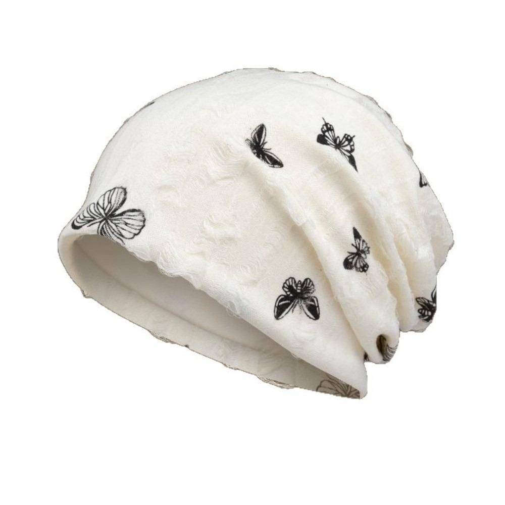 Thickened Butterfly Print Beanies Holes Plush Pullover Hat Fashion Fleece Beanies  Keep Warm