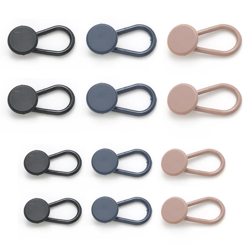 Household DIY Adjustable Pants Button No-Sew Waist Expanding Buckle Retractable Button In Khaki/Blue/Black