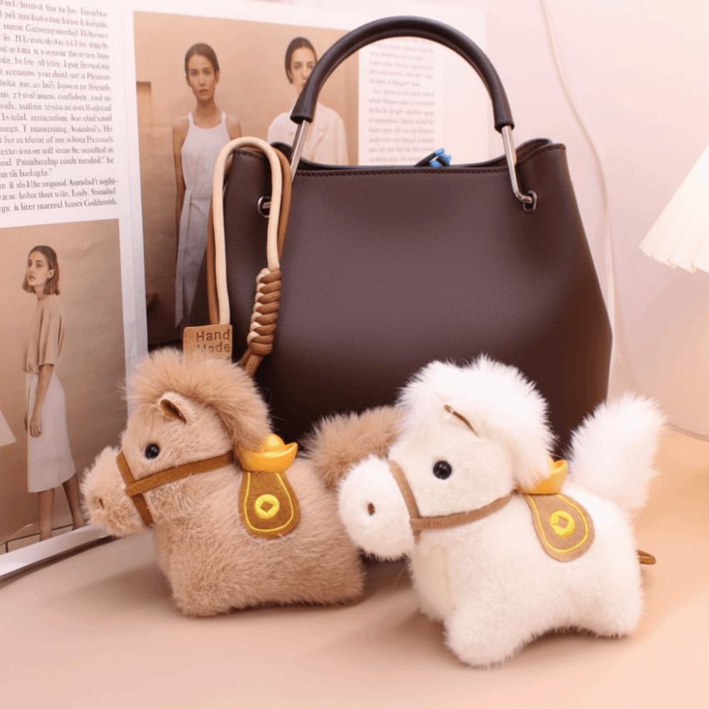 Cute Stuffed Animal Key Ring Creative Chinese New Year Gift Plush Horse Key Chain Birthday Gift