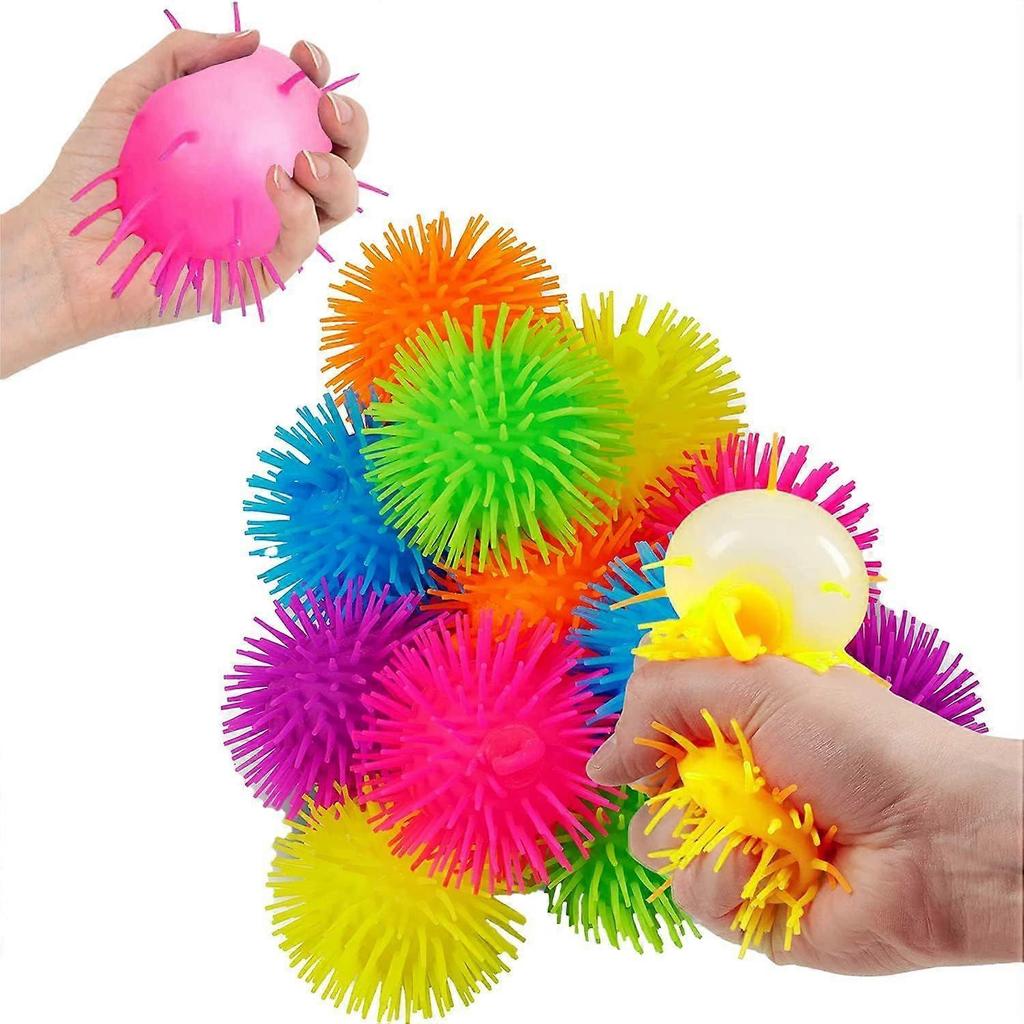 6 ks Puffer míček, Bodlinaté senzorické míčky Velkoobchod Odskakující senzorická hračka pro úlevu od stresu pro zábavu Fidget Hra na úzkost Školní ceny Party drobnosti(17 cm)