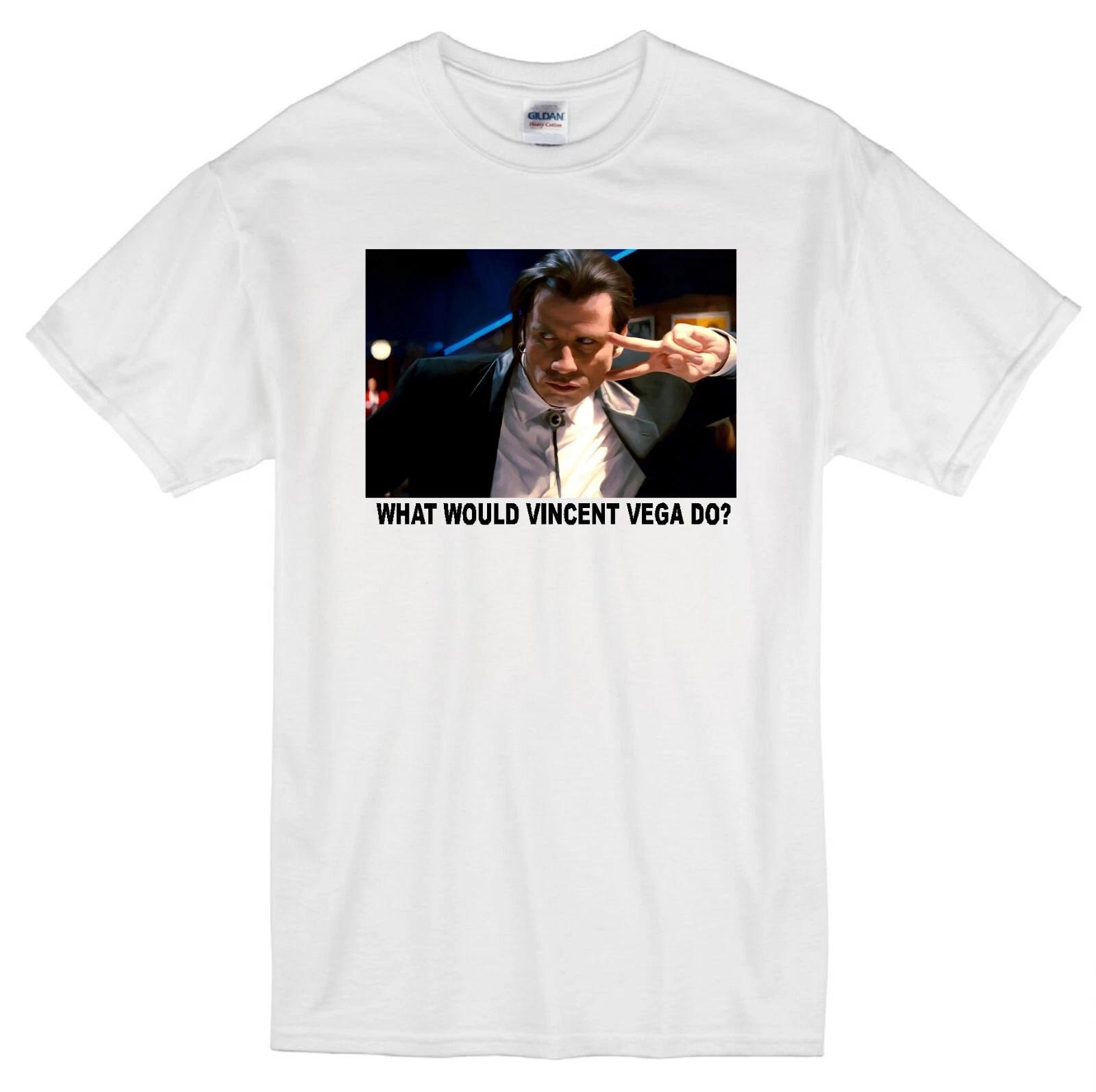 VINCENT VEGA WWD? PULP FICTION TRAVOLTA QUENTIN TARANTINO MOVIE WHITE T-shirt S