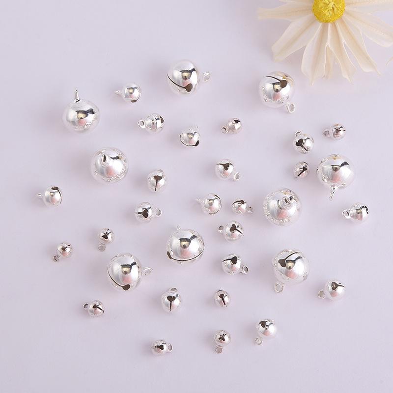 Nickel-Plated White Copper Pet Bell, Ethnic Style Jewelry Accessory, Stainless Steel Color, One-Word Bell 6mm