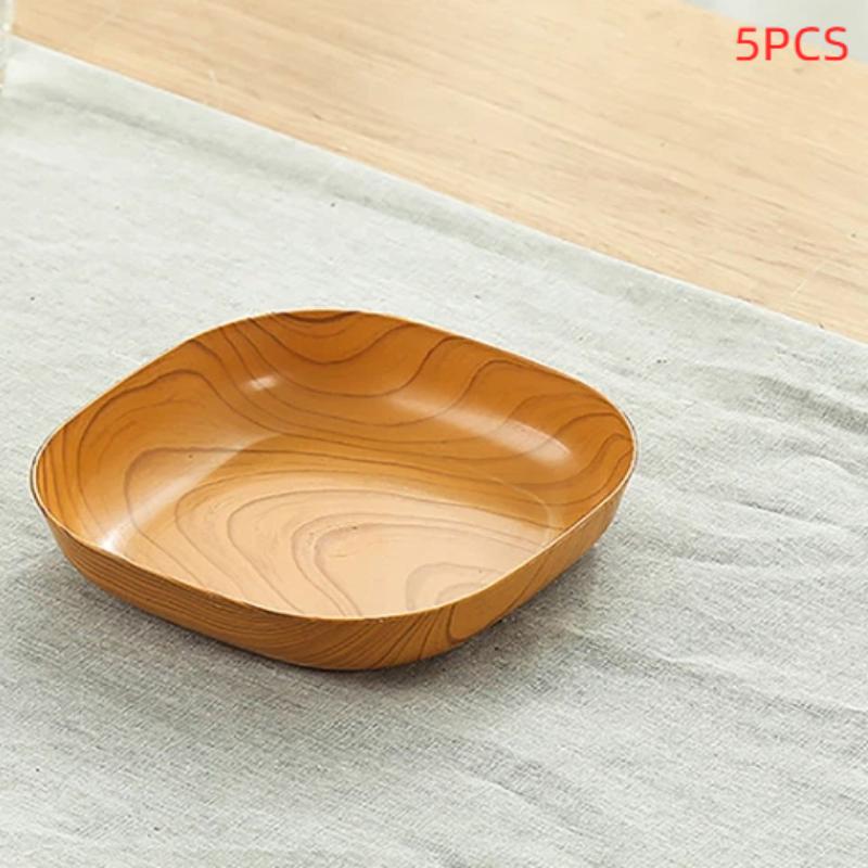 Imitation Wood Grain Serving Dishes Shatterproof BPA Free Food Safe Unbreakable Trays for Family Holiday Dinner Use