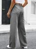 2026 Women's European & American Plaid Trousers - Spring/Summer Casual, Loose Fit, Elastic Waist, Wide Leg with Pockets