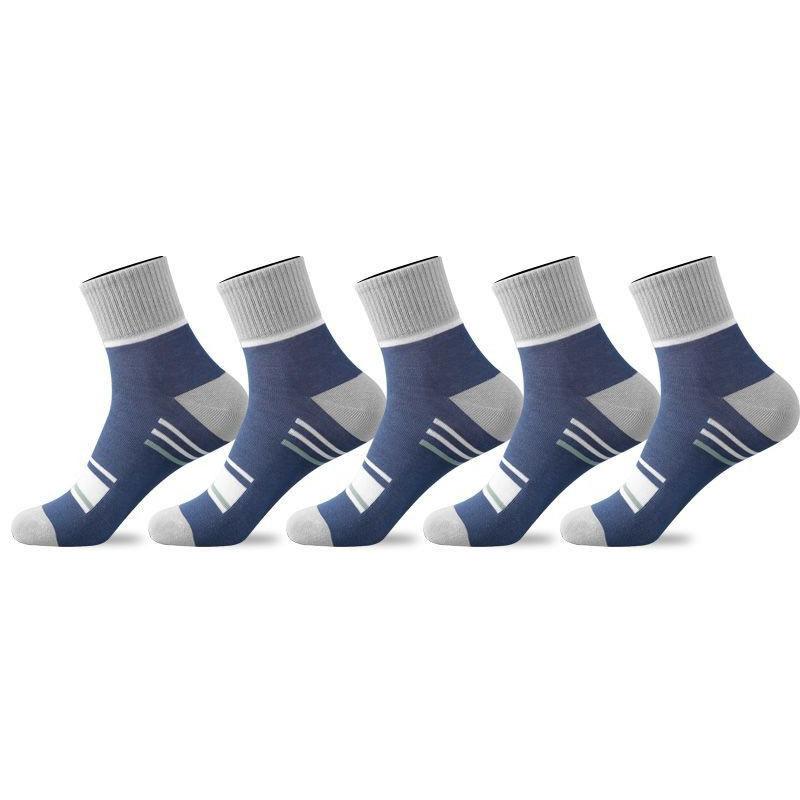 5/10 Pairs Men's Striped Mid-calf Sports Socks Breathable Socks Casual Socks