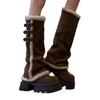 10Cm ultra-thick-soled trouser boots women's winter small height-increasing Merad hairy button boots