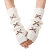 Botvotee Y2K Bow Fingerless Gloves Women - Long Knit Arm Warmers Slouchy Sleeves Edgy Cute Winter Warm Hands Free Gloves