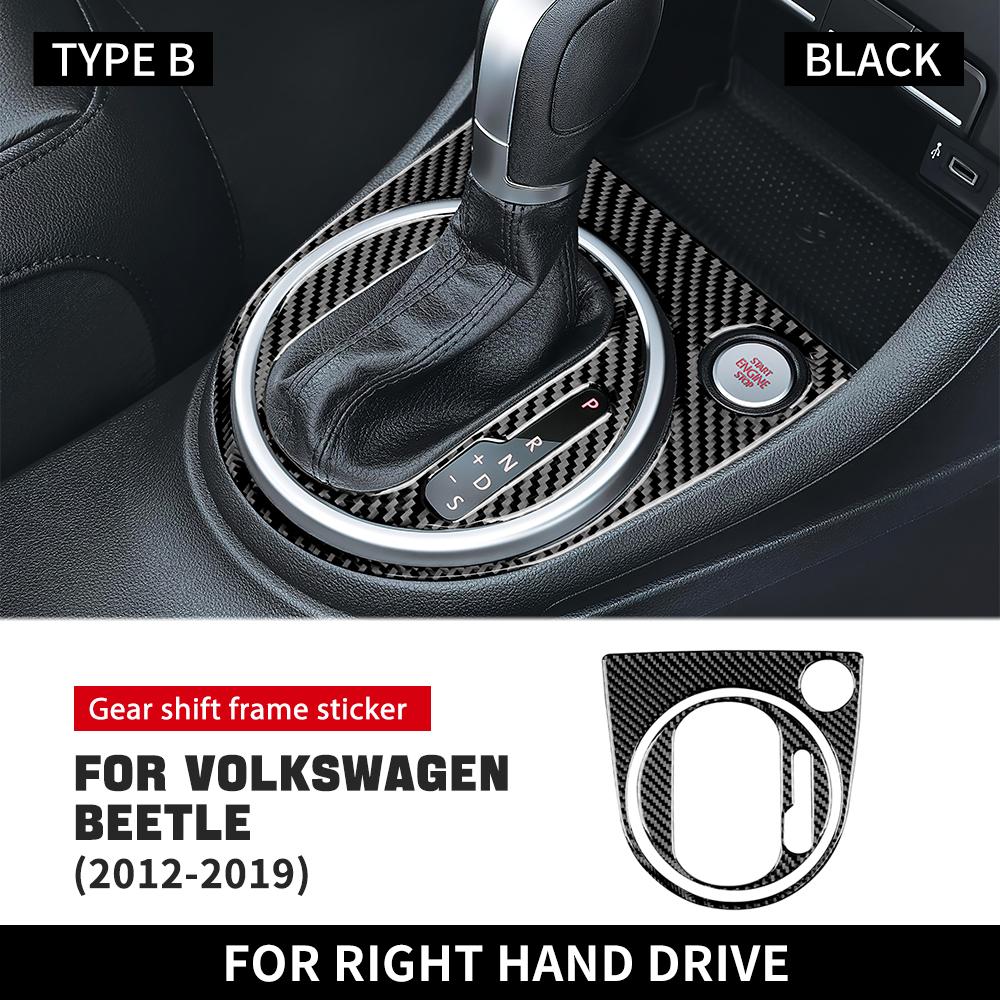 Real Soft Carbon Fiber For Volkswagen Beetle 2012 2013 2014 2015 2016 2017 2018 2019 Car Gear Shift Panel Sticker Accessories