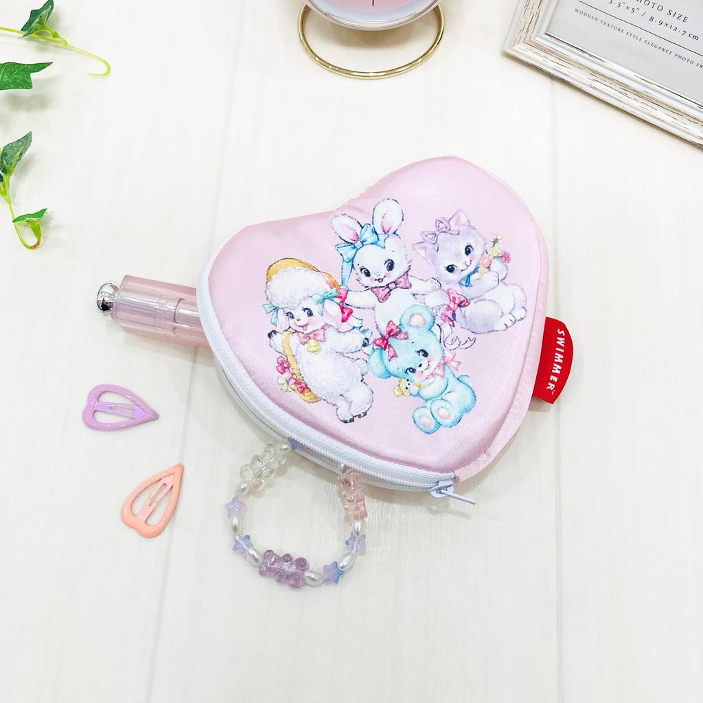 MORIPiLO Taschentuch SWIMMER Schwimmer Kleinartikel Plüschtier 13x13cm Herz Charakter von Morishita Makura Hülle, Artikel, Halter, Beutel, Niedlich, (Retro-Pink)