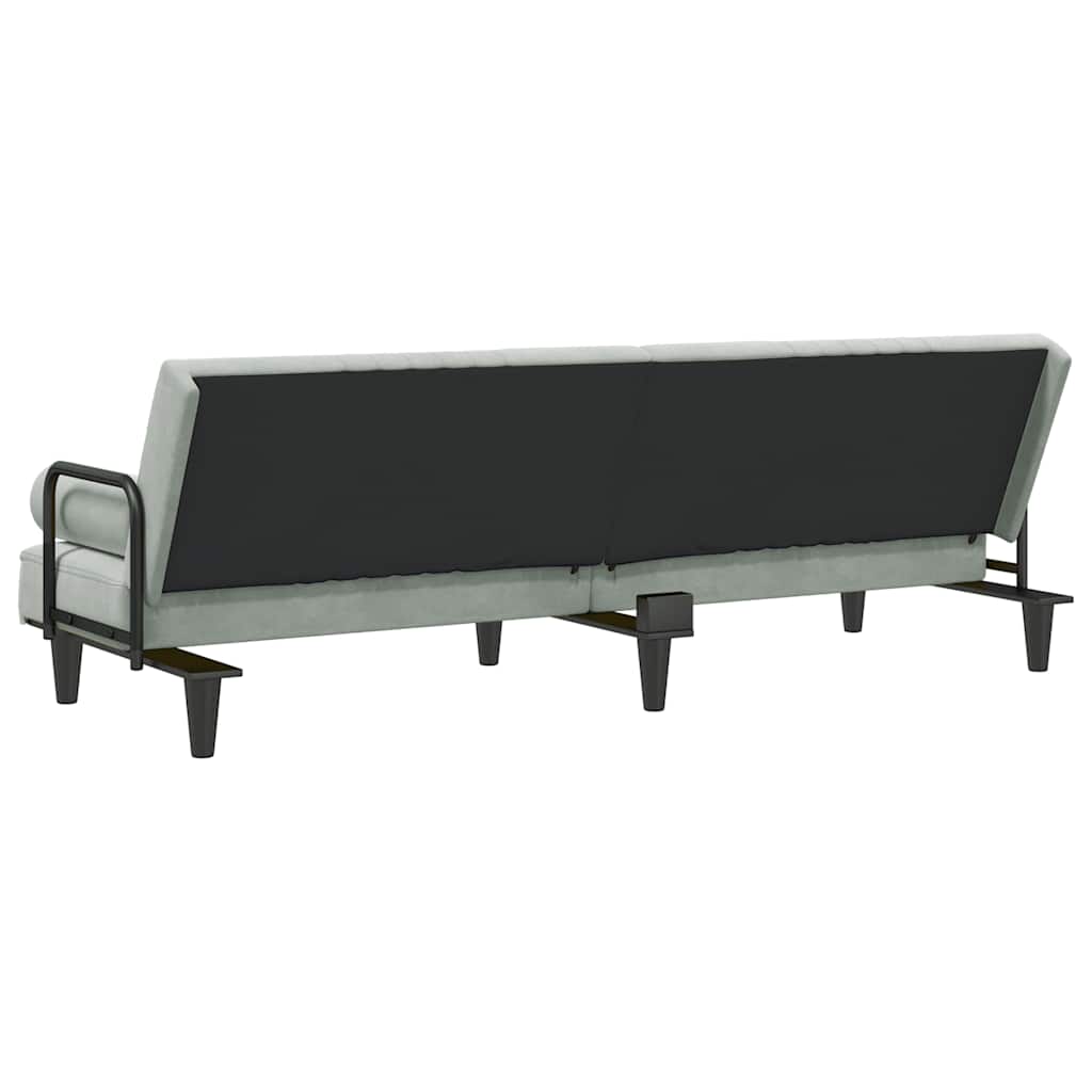 Sleeper Sofa with Armrests Light Grey Velvet