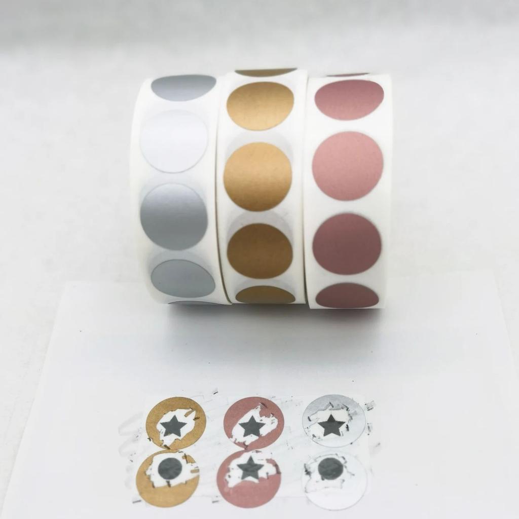 1000Pcs 0.63 Inch Scratch Off Stickers 16mm Round Holographic Silver Color Metallic Hologram Game Scratch Off Card
