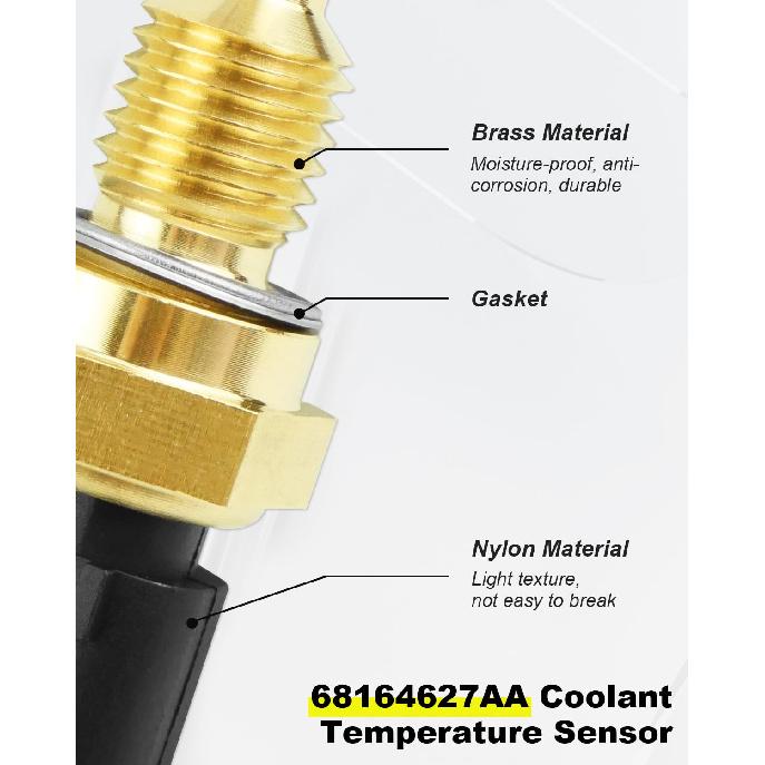 Coolant Temperature Sensor Water Temperature Sensor Fit for Chrysler/Dodge/RAM/Jeep 68164627AA 2 Pin