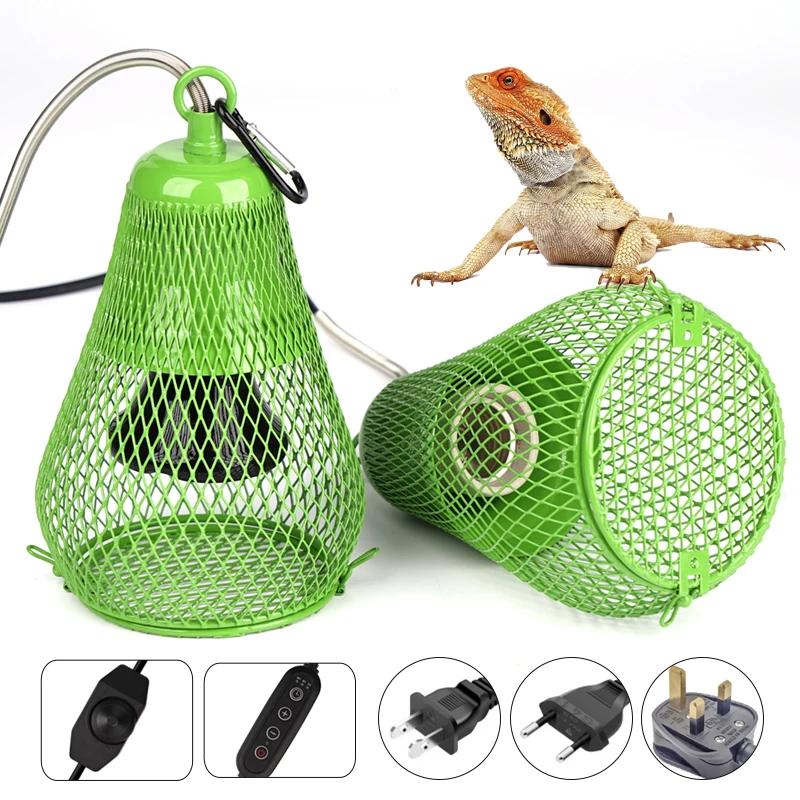 110V-220V Reptile Heat Lamp Shade Green Ceramic Heat Mesh Cover Heater Guard For Chicken Lizards Turtle Brooder Snake