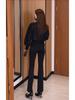 Chic Angora Red Semi-High Neck Women's Layered Stretch Shirt