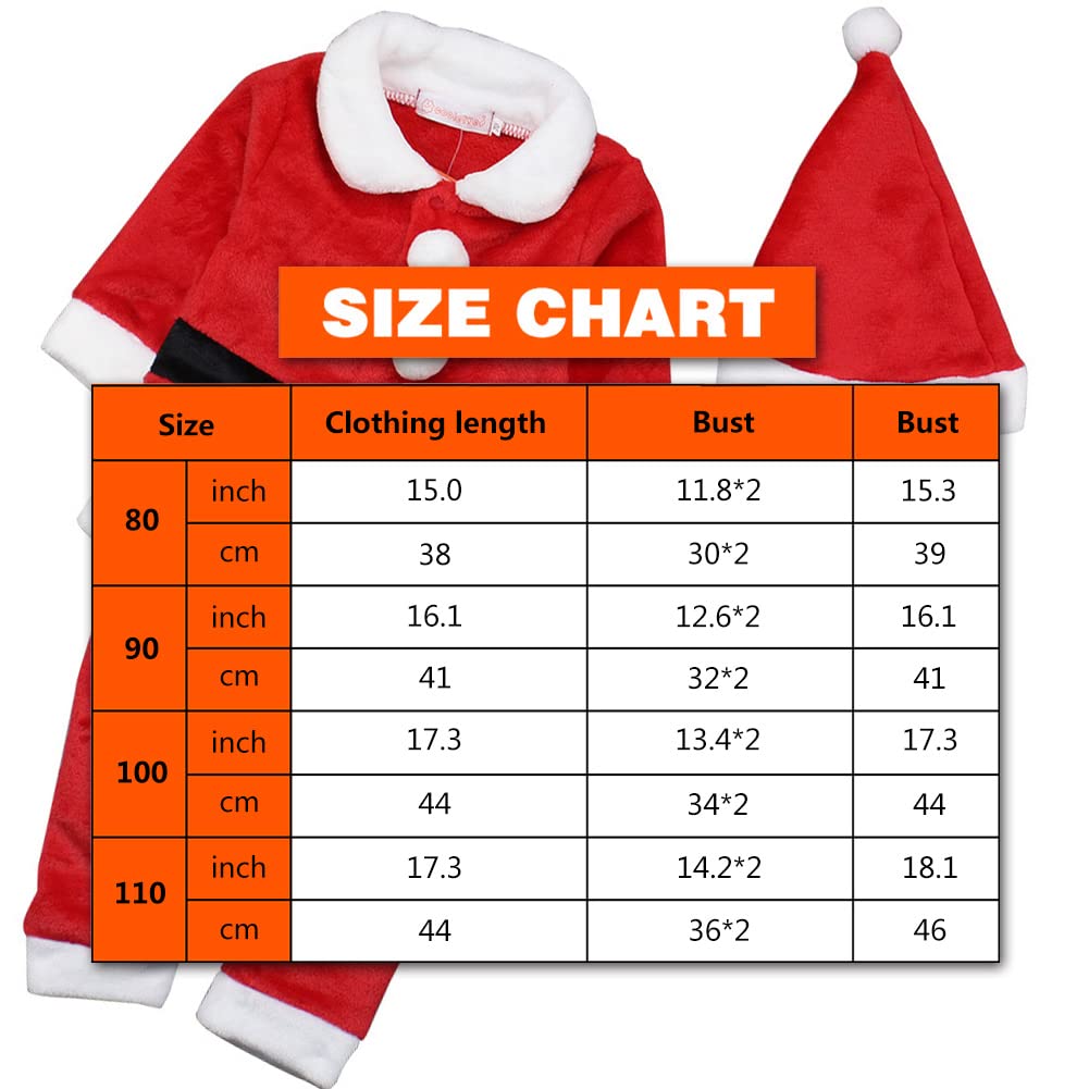 Matreeglam Santa Claus Costume for Babies and Set for Includes Pants and Santa Fluffy and Sizes Kids, 3-Piece Christmas, Hat, Soft, 80-110