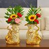 European Style Elephant Vase Modern Flower Container Flower Holder Ceramic Gold Vase  Dining Table