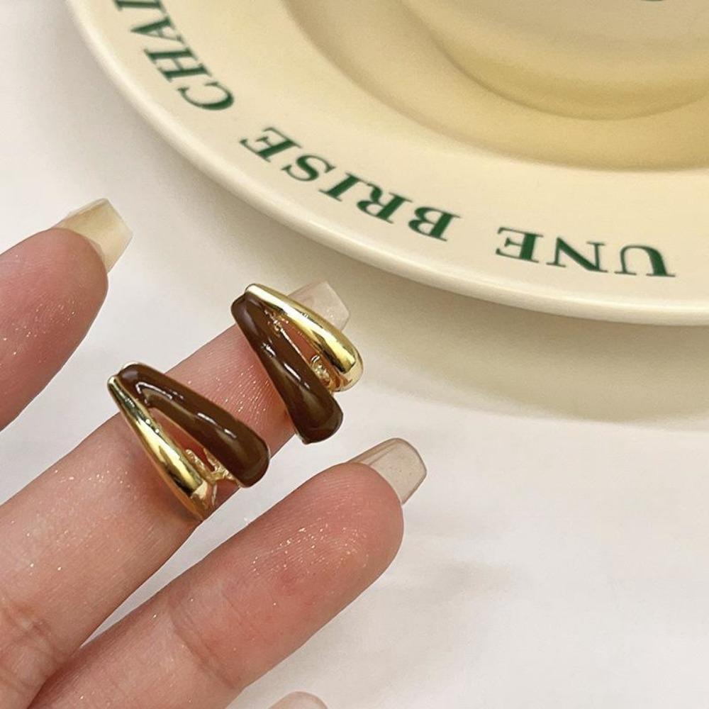 New Temperament Retro Enamel Drop Glaze Stud Earrings for Men Women Gold Tone Fashion Simple Daily Wear Jewelry Accessories Gift