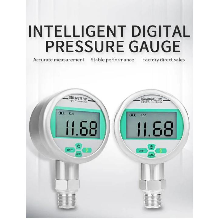 Digital Pressure Gauge 80mm LCD Display 0-60Mpa Manomete Battery-Powered Air Pressure Meter Psi/Bar/Kpa Water Pressure Gauge