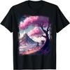 T-shirt Vintage Japonais à Fleurs Paysage Montagne Vue Graphique