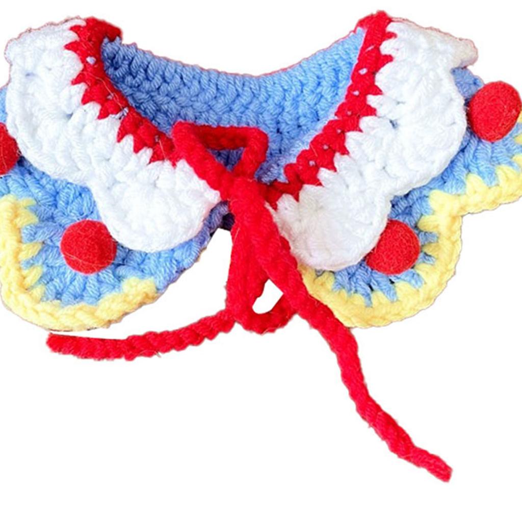Pet Christmas Scarf Handcrafted Knitted Warm Comfortable Dog Winter Scarf for Cats Puppy Blue Double Collar S