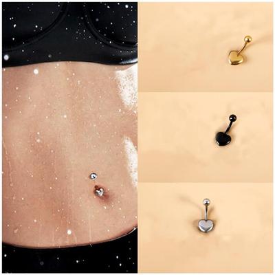 2 piezas de piercing para ombligo con forma de corazón de melocotón.