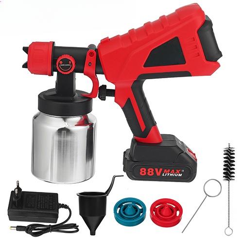 

Аккумуляторный краскопульт 88В 1000 мл 800 Вт Электрический краскопульт Высокомощный краскопульт с соплами Регулировка расхода Для аккумулятора 18В 1*Battery