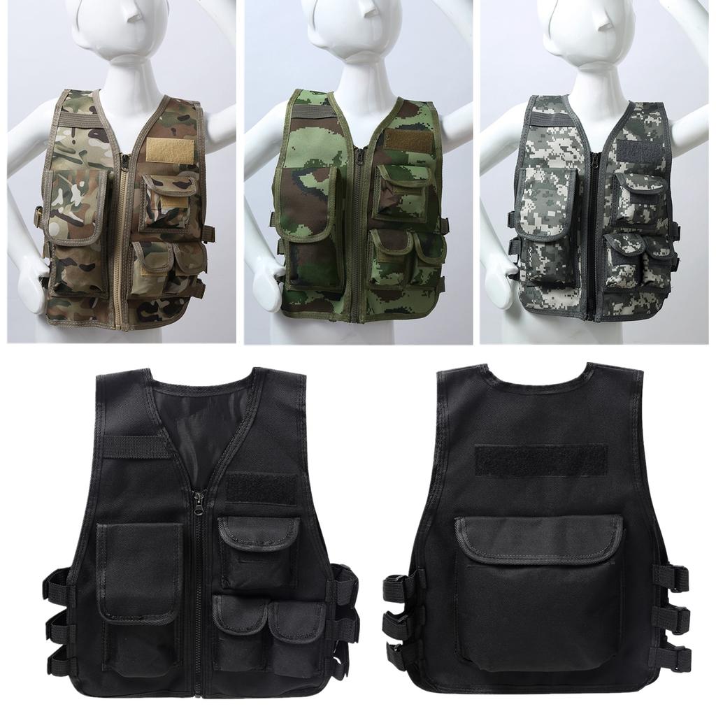 Kids Adjustable Vest Training Jacket with Multiple Pockets for CS Game Outdoor Airsoft Play