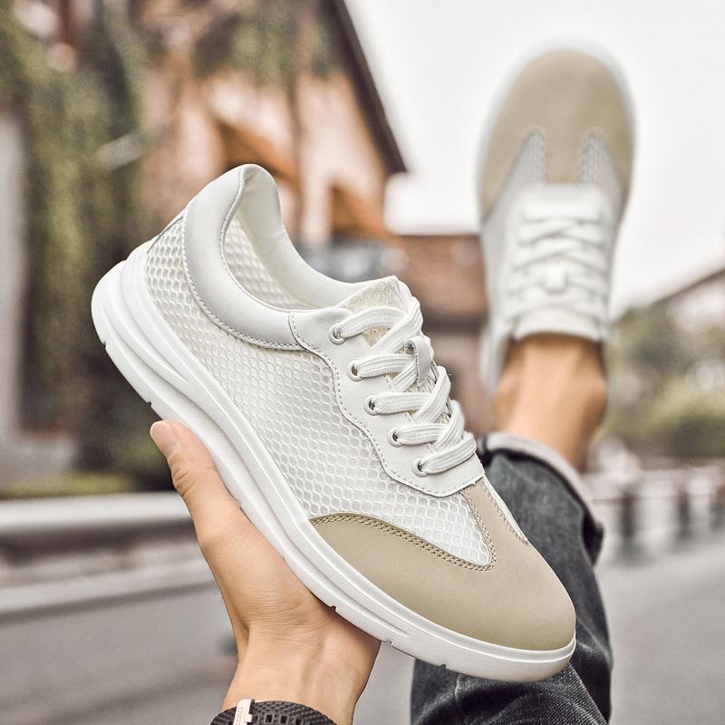 Fashion New Brand Mesh Cloth Flats Leather Casual Jogging Shoes All-match Men's Walking Footwear Men's Breathable Business Skate Shoes