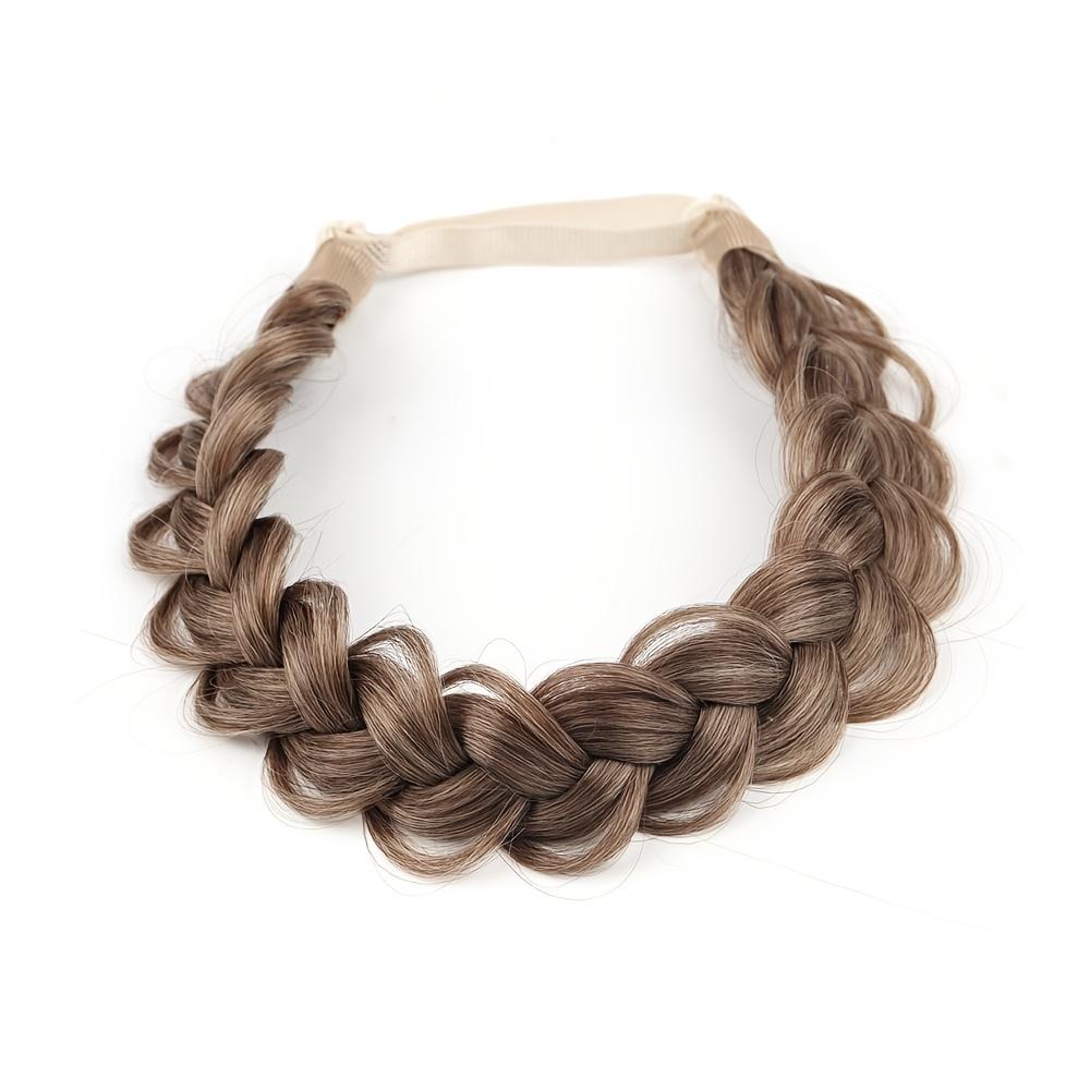 1 шт. Классический плетеный ободок из 3 прядей, синтетический парик, ободок для волос, натуральный парик, косички для женщин 16inch коричневый