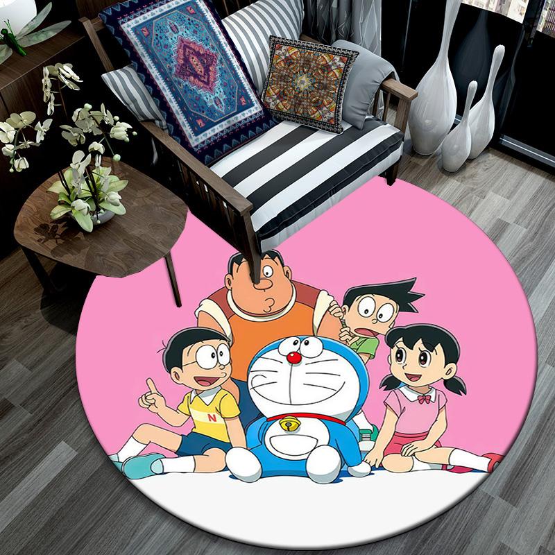 Doraemon2 Round Area Rug,Carpet Rug for Living Room Bedroom Sofa Playroom Decor,Non-slip Floor Mat