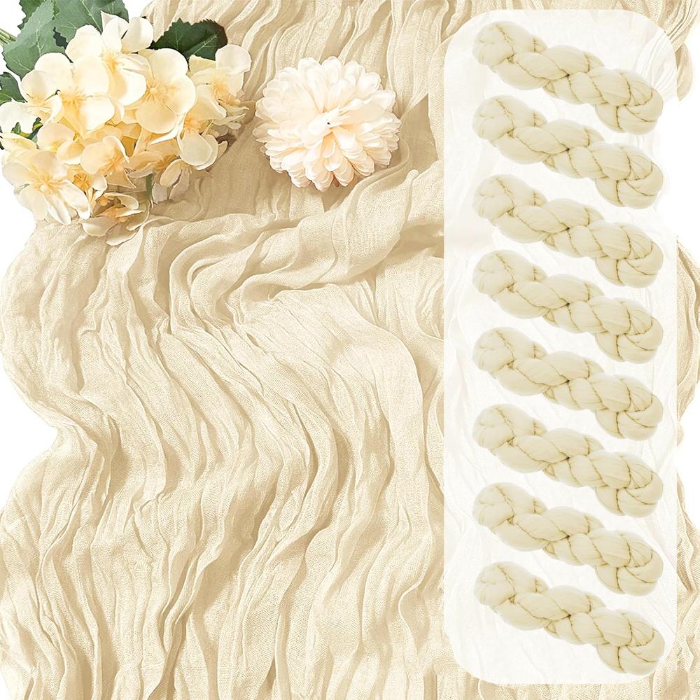 Beige Gauze Cheesecloth Table Runner Rustic Boho Semi Sheer Ivory Table Runner Wedding Bridal Baby Shower Birthday Party Decor