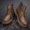 Martin Boots British Style Winter High-top Retro Locomotive Leather Boots Medium Leather Shoes Leather Large Size 46 Tooling Boots