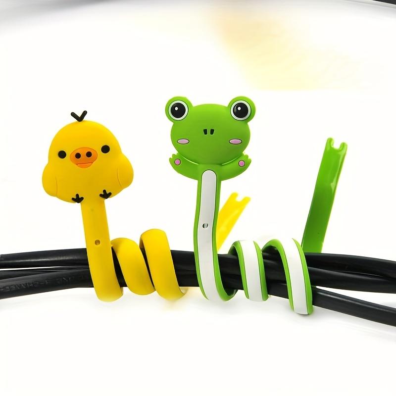6pcs Mixed Set of Cute Animal-Shaped Cable Organizers - Multifunctional Data Computer And Headphone Wire Winder Black Plastic Cable Management System