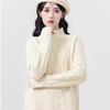 2026 Autumn Women's Cable Knit High-Neck Loose Pullover - Korean Gentle Style