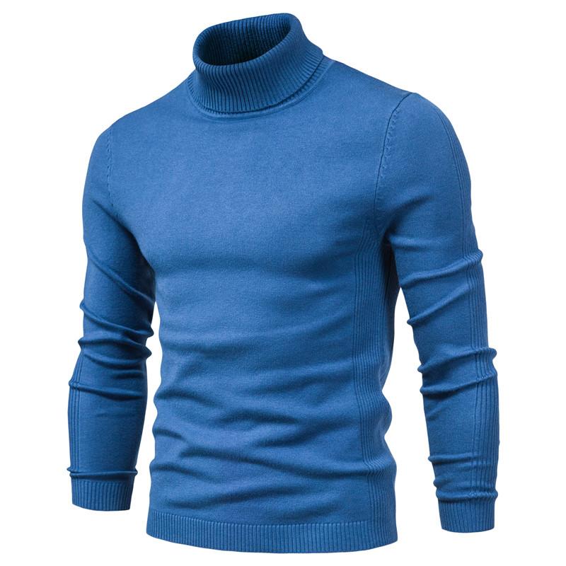 Autumn and Winter New Casual Men's Solid Color Pullover Sweater High Collar Men's Casual Knitwear