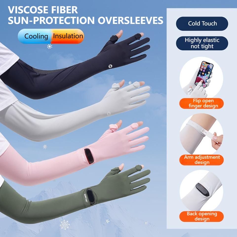 1Pair Ice Silk Sun Protection Sleeves Women Thin Cool UV Protection Arm Sleeves Summer Driving Cycling Men Women Unisex