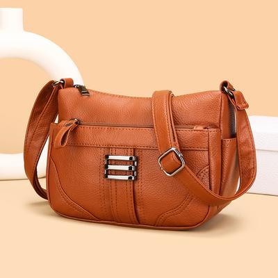 Middle-aged Women's Bag New Korean Casual Women's Crossbody Bag Fashionable Multi-pocket Soft Leather One-shoulder Mother Bag