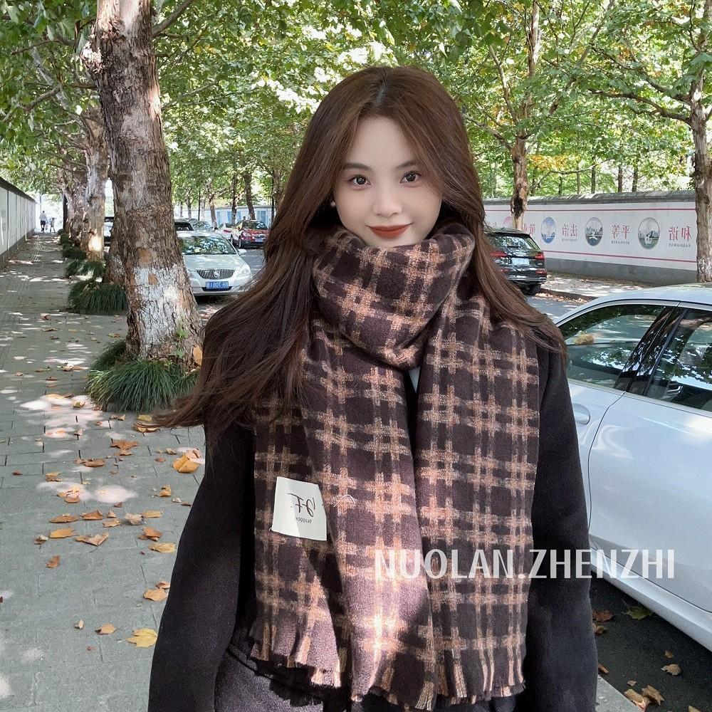Korean Solid Color Versatile Imitation Cashmere Scarf Female Winter Student Warm Thickened Scarf Popular Scarf Collection Wholesale