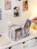 Clear Acrylic Small Card Storage Box - 2-Compartment Flip Top Display Card Case for K-Pop Photocards Anime Collectibles